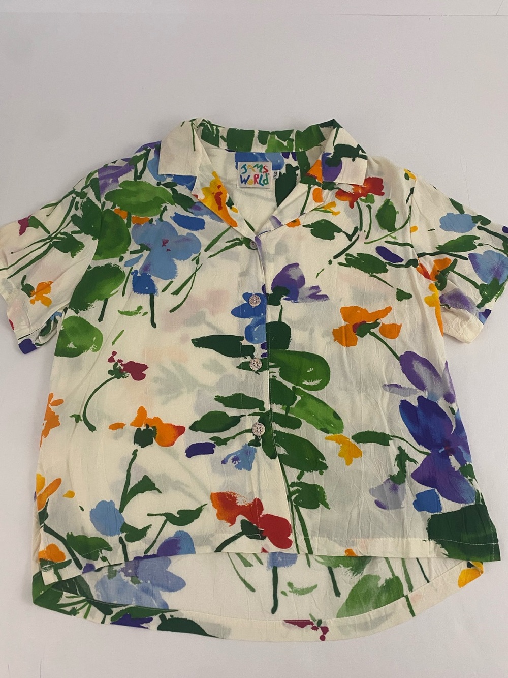 Women’s Jams world Hawaiian floral English Garden button shirt size xs